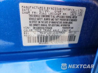 Zdjęcie 13 z 13 samochodu: 2020 NISSAN SENTRA SV VIN:3N1AB8CV9LY269406 - miniatura