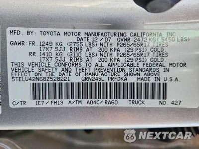 Zdjęcie 12 z 12 samochodu: 2008 TOYOTA TACOMA V6 VIN:5TELU42N68Z528221 - miniatura