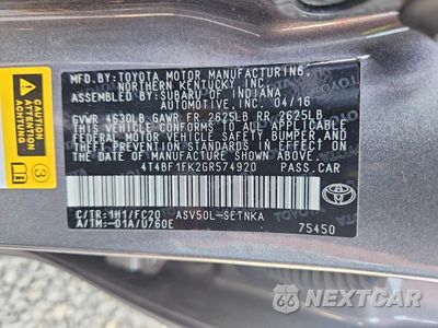 Zdjęcie 12 z 12 samochodu: 2016 TOYOTA CAMRY LE VIN:4T4BF1FK2GR574920 - miniatura