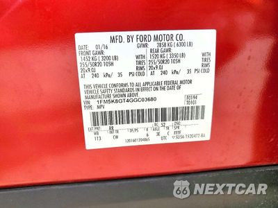 Zdjęcie 14 z 14 samochodu: 2016 FORD EXP SPORT VIN:1FM5K8GT4GGC03680 - miniatura
