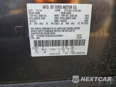 Zdjęcie 13 z 13 samochodu: 2016 FORD EXPLORER XLT VIN:1FM5K7D83GGC03681 - miniatura