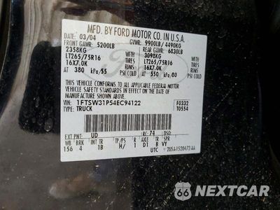 Zdjęcie 13 z 13 samochodu: 2004 FORD F350 SRW SUPER DUTY VIN:1FTSW31P54EC94122 - miniatura