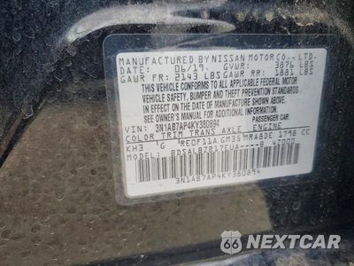 Zdjęcie 12 z 12 samochodu: 2019 NISSAN SENTRA S VIN:3N1AB7AP4KY380894 - miniatura