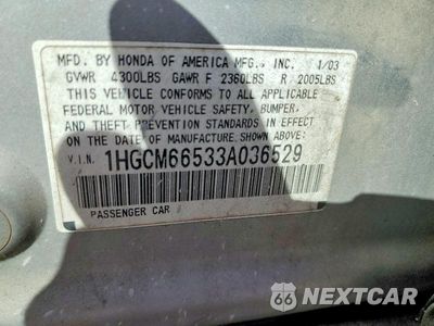 Zdjęcie 12 z 12 samochodu: 2003 HONDA ACCORD EX VIN:1HGCM66533A036529 - miniatura