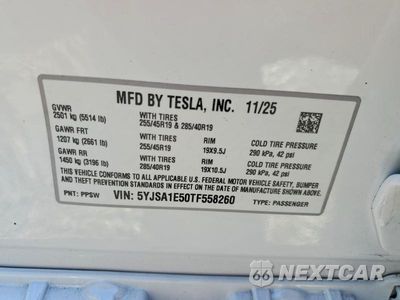 Zdjęcie 14 z 14 samochodu: 2026 TESLA MODEL S VIN:5YJSA1E50TF558260 - miniatura