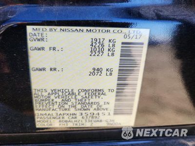 Zdjęcie 12 z 12 samochodu: 2017 NISSAN ALTIMA 2.5 SR VIN:1N4AL3APXHN359451 - miniatura