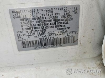 Zdjęcie 13 z 13 samochodu: 2018 NISSAN SENTRA S VIN:3N1AB7AP1JY292156 - miniatura