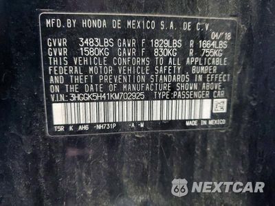 Zdjęcie 12 z 12 samochodu: 2019 HONDA FIT LX VIN:3HGGK5H41KM702925 - miniatura