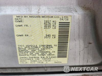 Zdjęcie 13 z 13 samochodu: 2016 NISSAN ALTIMA 2.5 S VIN:1N4AL3AP8GN363500 - miniatura