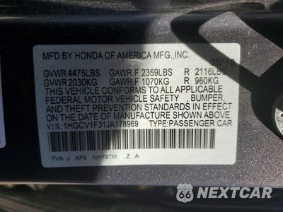 Zdjęcie 12 z 12 samochodu: 2018 HONDA ACCORD SPORT VIN:1HGCV1F31JA178969 - miniatura