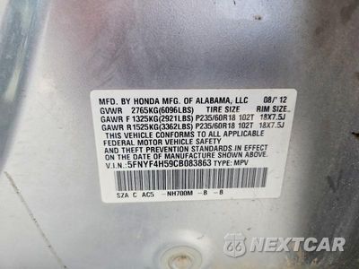 Zdjęcie 13 z 13 samochodu: 2012 HONDA PILOT EXL VIN:5FNYF4H59CB083863 - miniatura