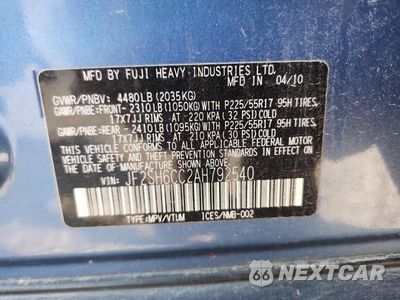 Zdjęcie 13 z 13 samochodu: 2010 SUBARU FORESTER 2.5X PREMIUM VIN:JF2SH6CC2AH792540 - miniatura