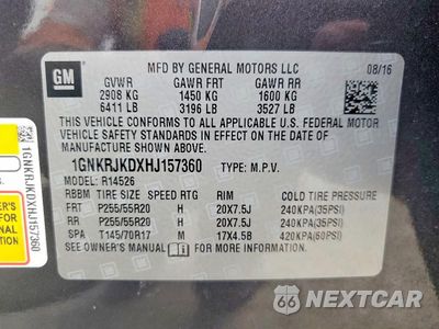 Zdjęcie 13 z 13 samochodu: 2017 CHEVROLET TRAVERSE PREMIER VIN:1GNKRJKDXHJ157360 - miniatura