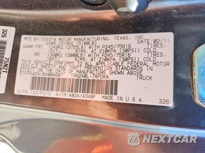 Zdjęcie 12 z 12 samochodu: 2011 TOYOTA TACOMA BASE VIN:5TFPX4EN1BX004607 - miniatura