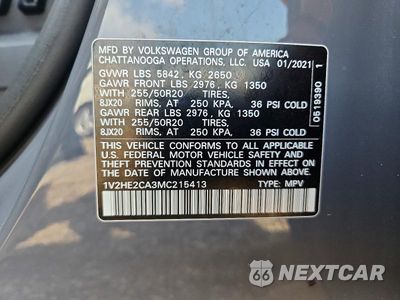 Zdjęcie 13 z 13 samochodu: 2021 VOLKSWAGEN ATLAS CROSS SPORT SE VIN:1V2HE2CA3MC215413 - miniatura