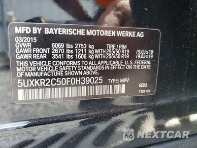 Zdjęcie 13 z 13 samochodu: 2015 BMW X5 SDRIVE35I VIN:5UXKR2C50F0H39025 - miniatura