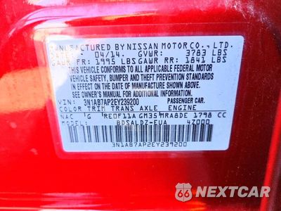 Zdjęcie 12 z 12 samochodu: 2014 NISSAN SENTRA SV VIN:3N1AB7AP2EY239200 - miniatura