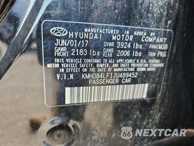 Zdjęcie 12 z 12 samochodu: 2018 HYUNDAI ELANTRA SEL VIN:KMHD84LF1JU489452 - miniatura