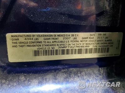 Zdjęcie 12 z 12 samochodu: 2007 VOLKSWAGEN JETTA 2.5 OPTION PACKAGE 1 VIN:3VWRF71K27M048389 - miniatura