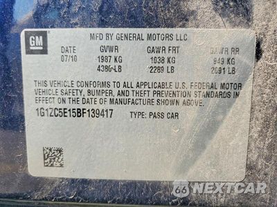 Zdjęcie 12 z 12 samochodu: 2011 CHEVROLET MALIBU 1LT VIN:1G1ZC5E15BF139417 - miniatura