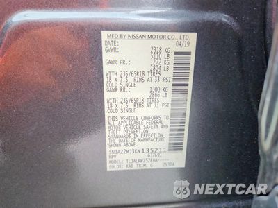 Zdjęcie 14 z 14 samochodu: 2019 NISSAN MURANO S VIN:5N1AZ2MJ3KN135211 - miniatura
