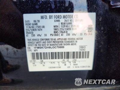 Zdjęcie 13 z 13 samochodu: 2020 FORD EXPLORER XLT VIN:1FMSK7DH8LGC79989 - miniatura