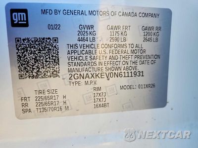 Zdjęcie 13 z 13 samochodu: 2022 CHEVROLET EQUINOX LT VIN:2GNAXKEV0N6111931 - miniatura