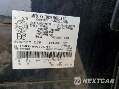 Zdjęcie 13 z 13 samochodu: 2016 FORD EDGE SEL VIN:2FMPK4J81GBC07781 - miniatura
