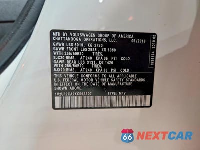 Zdjęcie 13 z 13 samochodu: 2019 VOLKSWAGEN ATLAS SE VIN:1V2UR2CA2KC568807 - miniatura