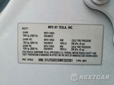 Zdjęcie 13 z 13 samochodu: 2021 TESLA MODEL Y VIN:5YJYGDEE8MF202991 - miniatura