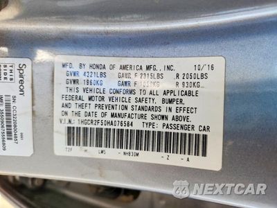 Zdjęcie 13 z 13 samochodu: 2017 HONDA ACCORD SPORT VIN:1HGCR2F50HA076584 - miniatura