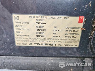 Zdjęcie 12 z 12 samochodu: 2015 TESLA MODEL S 85D VIN:5YJSA1H28FF083074 - miniatura