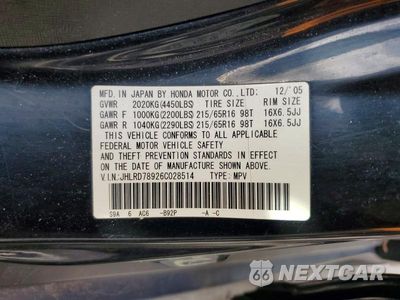 Zdjęcie 13 z 13 samochodu: 2006 HONDA CR-V SE VIN:JHLRD78926C028514 - miniatura