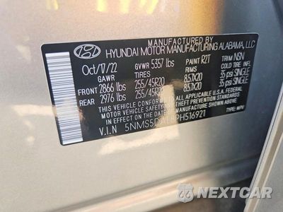 Zdjęcie 12 z 12 samochodu: 2023 HYUNDAI SANTA FE CALLIGRAPHY VIN:5NMS5DAL8PH516921 - miniatura