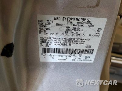 Zdjęcie 13 z 13 samochodu: 2010 FORD ESCAPE XLT VIN:1FMCU9D71AKC04191 - miniatura