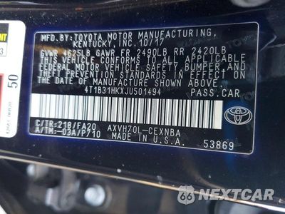 Zdjęcie 13 z 13 samochodu: 2018 TOYOTA CAMRY LE VIN:4T1B31HKXJU501494 - miniatura