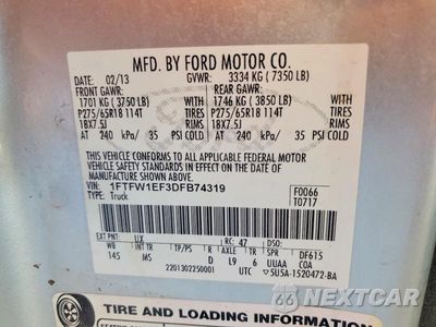 Zdjęcie 12 z 12 samochodu: 2013 FORD F150 SUPERCREW VIN:1FTFW1EF3DFB74319 - miniatura