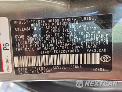 Zdjęcie 13 z 13 samochodu: 2012 TOYOTA CAMRY LE VIN:4T4BF1FK9CR240040 - miniatura