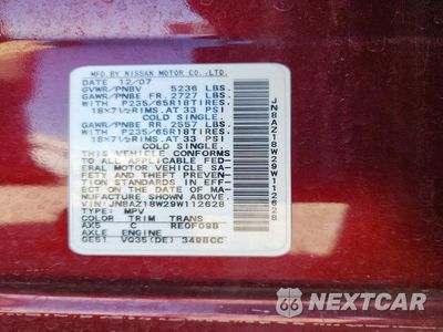 Zdjęcie 13 z 13 samochodu: 2009 NISSAN MURANO S VIN:JN8AZ18W29W112628 - miniatura