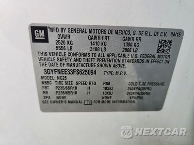 Zdjęcie 13 z 13 samochodu: 2015 CADILLAC SRX VIN:3GYFNEE33FS625094 - miniatura