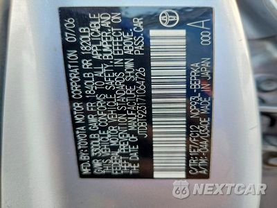 Zdjęcie 12 z 12 samochodu: 2007 TOYOTA YARIS BASE VIN:JTDBT923171064726 - miniatura
