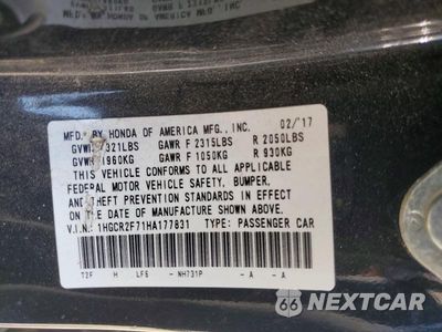Zdjęcie 12 z 12 samochodu: 2017 HONDA ACCORD EX VIN:1HGCR2F71HA177831 - miniatura