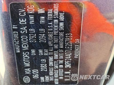 Zdjęcie 13 z 13 samochodu: 2020 KIA FORTE FE VIN:3KPF24AD7LE257813 - miniatura