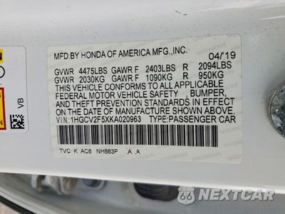 Zdjęcie 12 z 12 samochodu: 2019 HONDA ACCORD EXL VIN:1HGCV2F5XKA020963 - miniatura