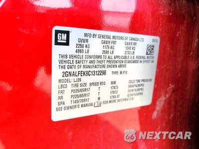Zdjęcie 13 z 13 samochodu: 2012 CHEVROLET EQUINOX LTZ VIN:2GNALFEK8C1312298 - miniatura