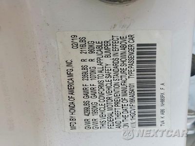 Zdjęcie 12 z 12 samochodu: 2019 HONDA ACCORD LX VIN:1HGCV1F16KA054101 - miniatura