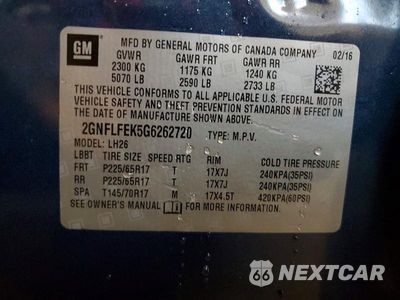 Zdjęcie 13 z 13 samochodu: 2016 CHEVROLET EQUINOX LT VIN:2GNFLFEK5G6262720 - miniatura