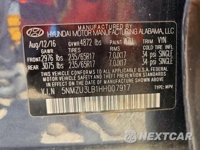 Zdjęcie 14 z 14 samochodu: 2017 HYUNDAI SANTA FE SPORT 2.4L VIN:5NMZU3LB1HH007917 - miniatura