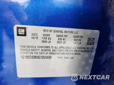 Zdjęcie 12 z 12 samochodu: 2016 CHEVROLET CRUZE LT VIN:1G1BE5SM3G7263438 - miniatura