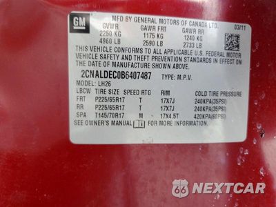 Zdjęcie 14 z 14 samochodu: 2011 CHEVROLET EQUINOX LT VIN:2CNALDEC0B6407487 - miniatura